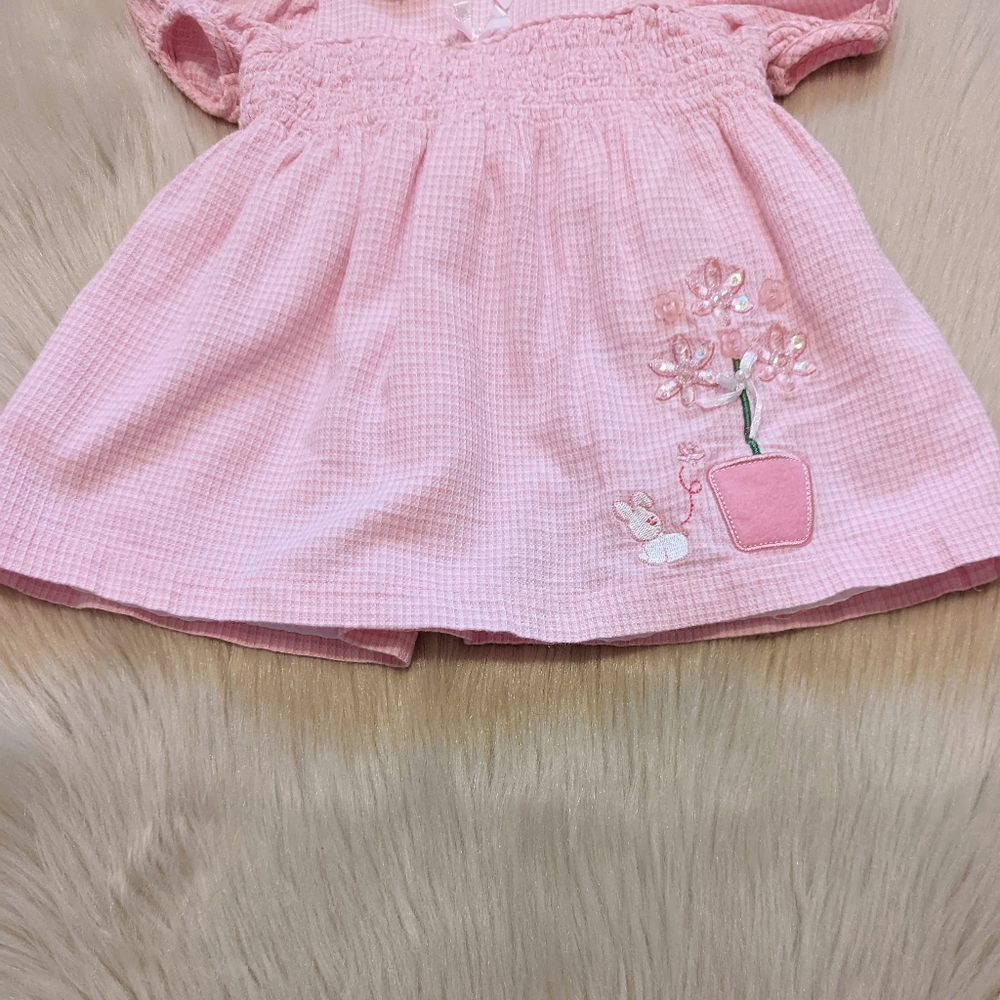 Vintage Baby Togs pink dress with white collar and cute bunny size 3-6 months - Picture 4 of 10